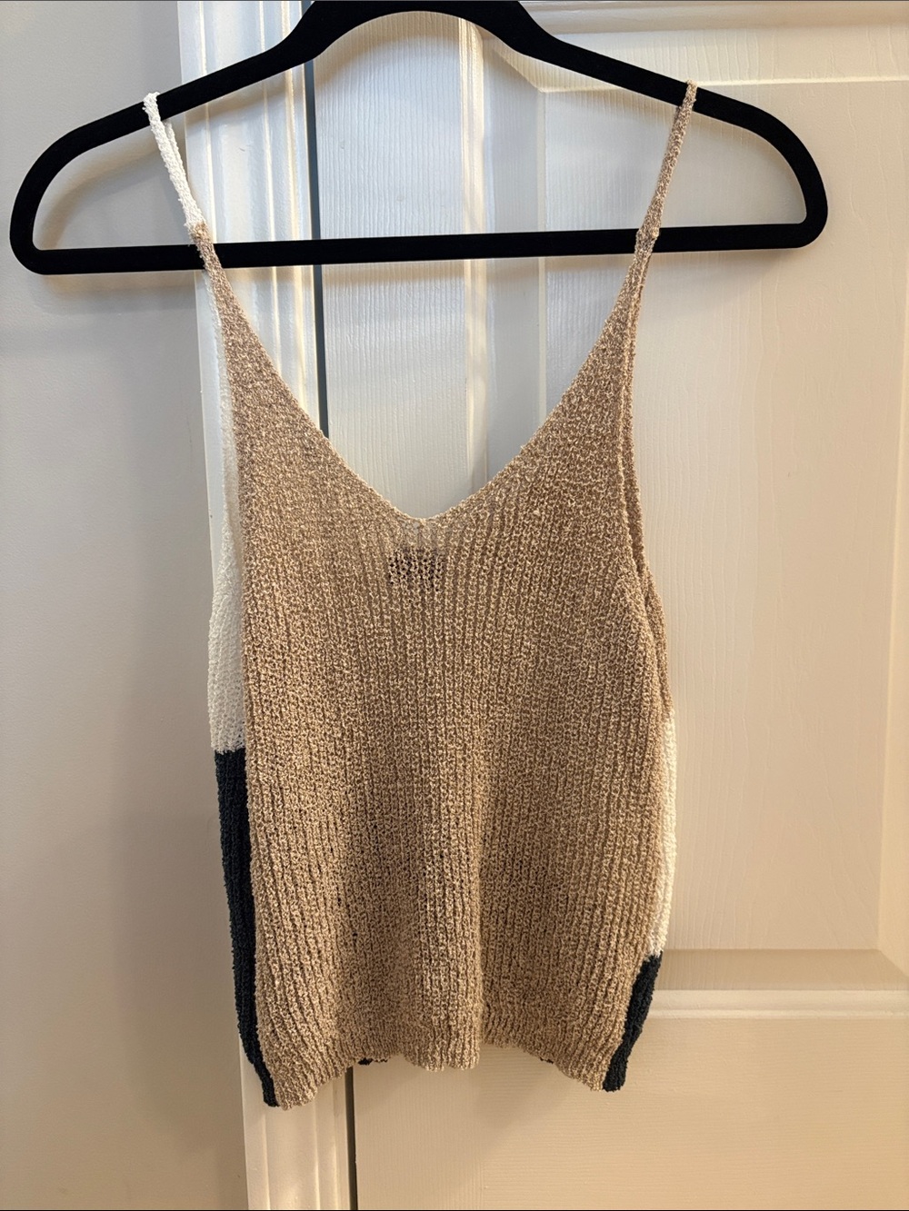 Colorblock Knit Cami - Cream, Tan & Green - Picture 2 of 4